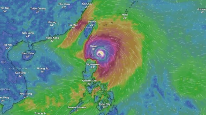 Biến thể của siêu bão số 9 RAGASA trên ứng dụng Windy vào lúc 7h40 ngày 22/9