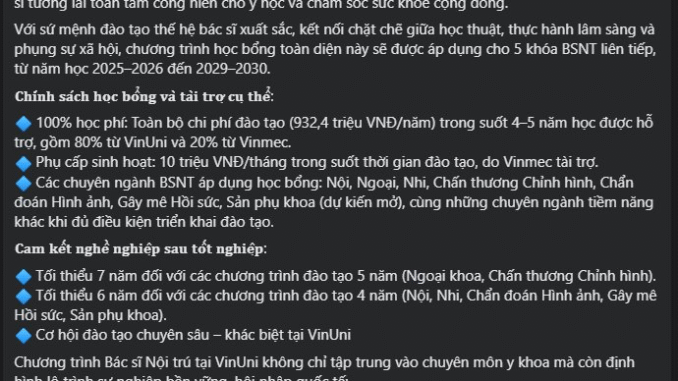 Tỷ phú Phạm Nhật Vượng bỏ 1.300 tỷ đồng để chiêu mộ bác sĩ nội trú: Bao trọn học phí hơn 900 triệu đồng/năm, còn phát thêm 10 triệu/tháng- Ảnh 1.